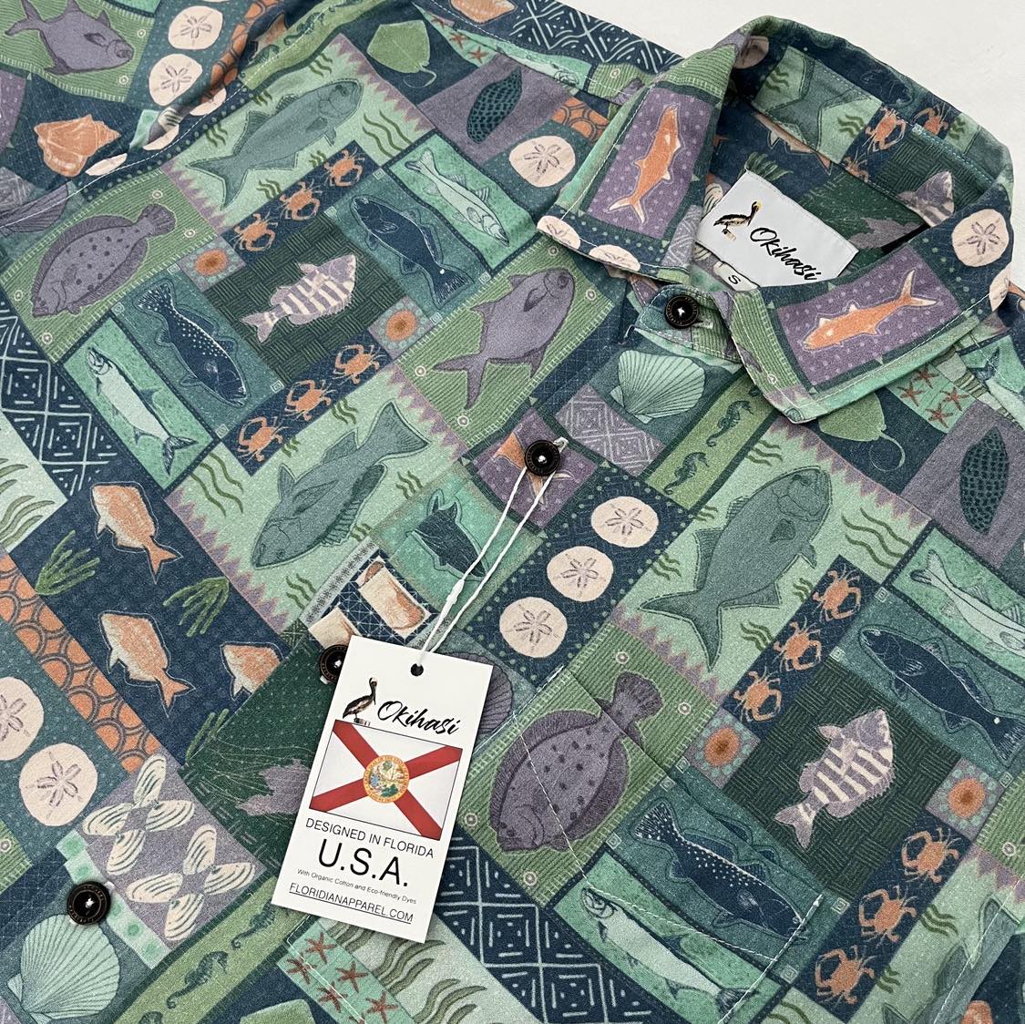 An image of the Inland Fish Floridian Shirt by Okihasi.